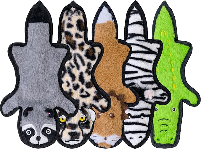 SHARLOVY No Stuffing Dog Toys Crinkle Squeaky, Long Lasting Chews for Aggressive, Durable Plush Dog Puppy Chew Toys for Teething, with 6 Tough Layers for Small Medium Large Breed
