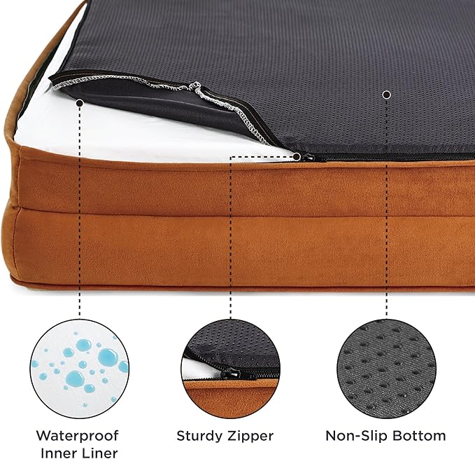 Bedsure XL Orthopedic Dog Bed for Extra Large Dogs - Washable XLarge Dog Cat Bed Waterproof, Comfort Dogs Couch Sofa with Washable Removable Cover, Pet Bed with Nonskid Bottom, Ember Clay, 42"