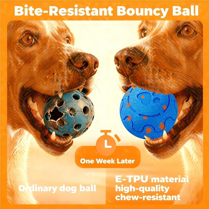 Dog Balls: Interactive Dog Ball, Self-Moving Dog Toy with Auto-Rolling & Bouncing, E-TPU Material, IP54 Waterproof, Motion-Activated, for Small/Medium/Large Dogs (Blue)