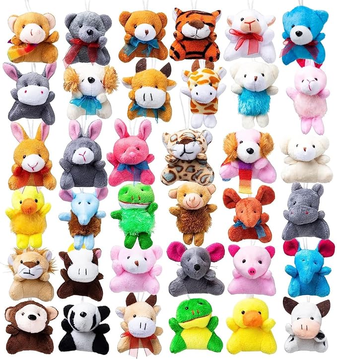 JOYIN 12 Pack Random Mini Animal Plush Toy Assortment (12 Units 3" Each),Bulk Stuffed Animals for Kids, Small Animals Plush Keychain Decoration, Carnival Prizes, Halloween Goodie Bags & Party Favors