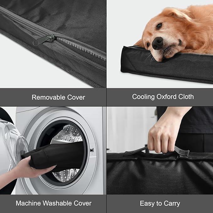 Outdoor Dog Bed for Small Dogs, Waterproof Dog Crate Bed for Small Dogs, Orthopedic Egg Crate Foam Puppy Beds with Washable and Removable Oxford Cover, Black