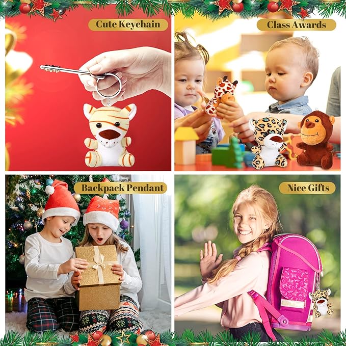 20 Pcs Mini Jungle Stuffed Animals Bulk Safari Stuffed Animals 4.7 Inch Cute Small Jungle Animal Theme Toys Plush Toys Lion Tiger Elephant Giraffe for Safari Themed Party Favors Gifts, 10 Styles