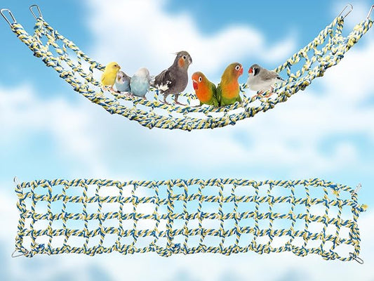Colorful Bird Rope Net, Pet Hanging Hammock, Ladder Bridge, Small Animal Toy, Cage Decor Accessories for Rat Hamster Bird Ferret