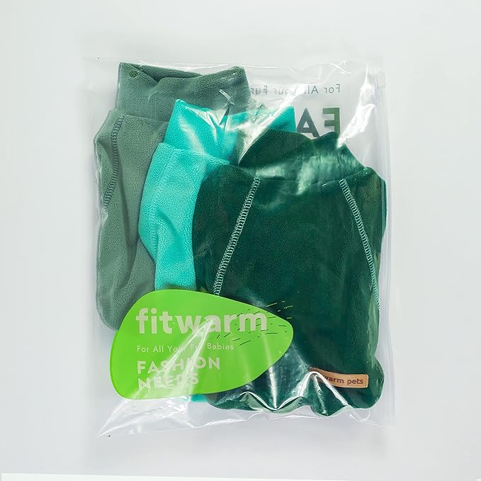 Fitwarm 3 Pack Fleece Dog Sweater, Turtleneck Dog Sweatshirt, Dog Winter Clothes for Small Dogs Boy Girl, Pet Pullover Jumper, Cat Apparel, Dark Green, Teal Green, Olive Green, XS