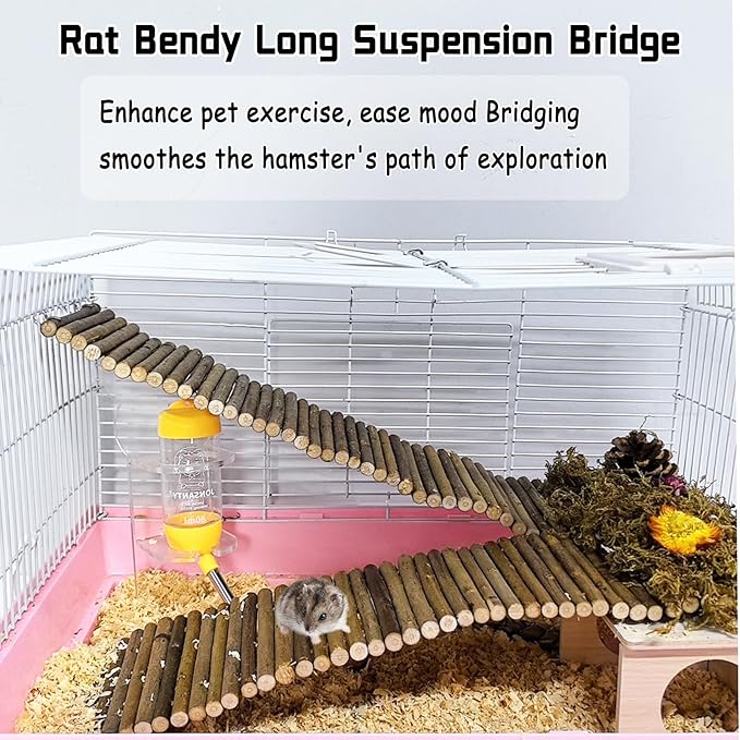 Rat Bendy Long Suspension Bridges Hamster Climbing Ladder Flexible Hamster Wooden Bridge for Mouse Rat