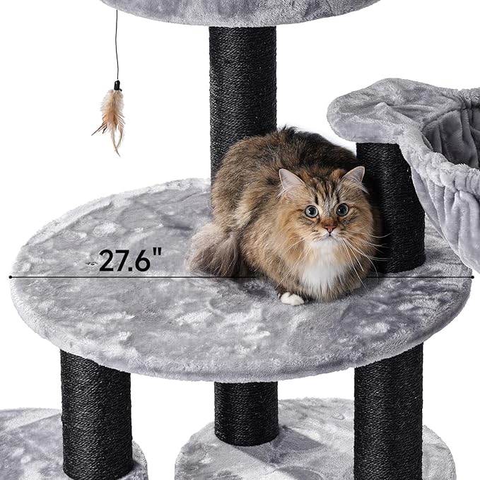Extra Large Cat Tree for Maine Coon,65 Inches Tall Cat Tree Tower for Indoor Cats Large Adult 20 lbs,XXL Heavy Duty Luxury Sturdy Cat House with Big Hammock,Sisal Scratching Post,Condo