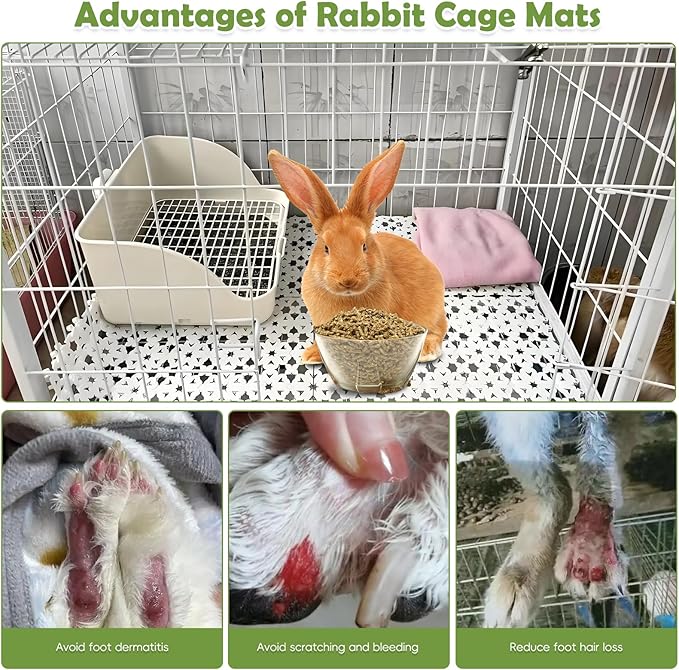 kathson 8PCS Rabbit Feet Pad Plastic Cage Mat Floor Mats Bunny Hole Leak Water Pads for Hamster Rat Chinchilla Guinea Pig and Other Small Animals(White)