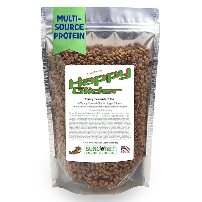 Happy Glider Sugar Glider Food - Fruity Flavor | 3 lbs of Premium Food for Sugar Gliders and Small Animals - 4 Months Supply