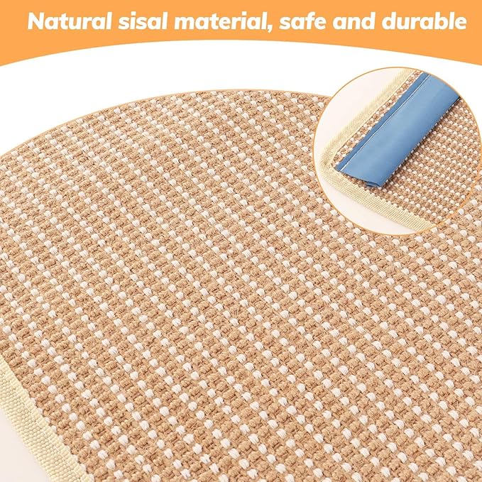 3 PCS Rabbit Scratching Mat, Natural Sisal Bunny Scratch Mat, Guinea Pig Bed Pad, Claws and Teeth Care Rabbit Chew Toys