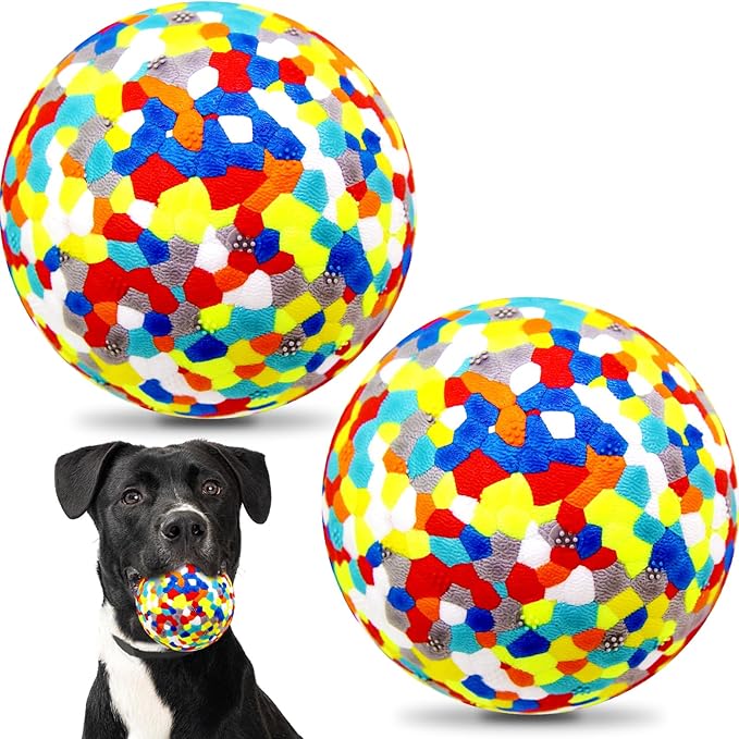 Indestructible Dog Balls - 2 Pack Dog Toys for Aggressive Chewers, Large & Medium Breed, Interactive Fetch Ball Toy for Dogs
