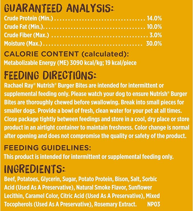 Nutrish Rachael Ray Burger Bites Beef Recipe with Bison Dog Treats, 12 oz. Pouch (Pack of 2)