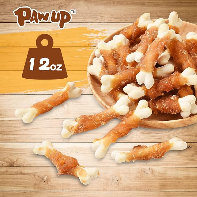 Dog Treats Chicken Wrapped Calcium Bone, Dog Chews for Small Dogs, Natural Teeth Clean w/Taurine,12.5 oz