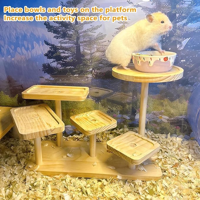 Hamster Climbing Ledge Wooden Gerbil Playground Exercise Platform Shelf for Mouse Dwarf Hamster Rat Sugar Glider