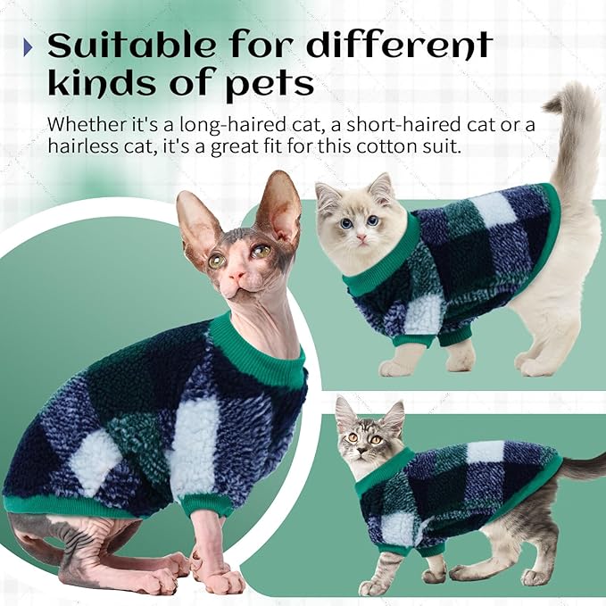 Cat Clothes -2 Legged Pullover Cat Sweater Soft Warm Pet Apparel Kitten Clothes for Kittens Only Elastic, Green M