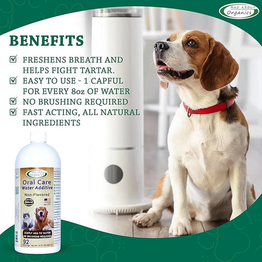 Oral Care Water Additive for Cats & Dogs – Gentle Dental Support – Reduces Breath Odors, Promotes Gum Health – No Brushing – Convenient for Daily Use, Non-Flavored, 32 FL oz