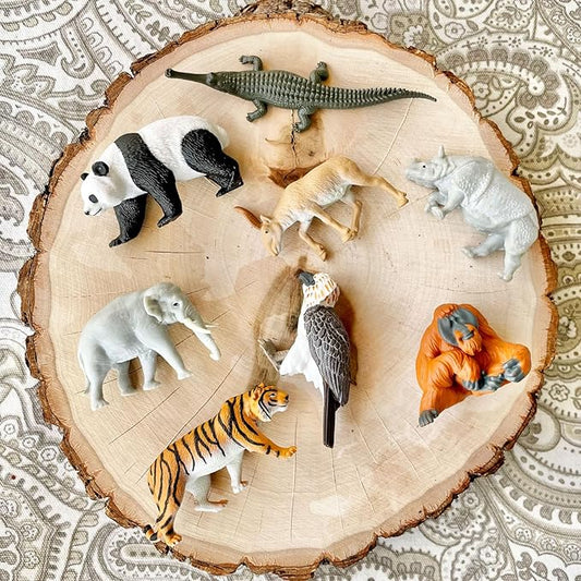 Safari Ltd. Asian Animals TOOB - Set of 8 Mini Figurines - Asian Elephant, Indian Rhino, Orangutan, Panda Bear, Tiger, Antelope, Philippine Eagle, and Gavial - Toys for Boys, Girls & Kids Ages 3+