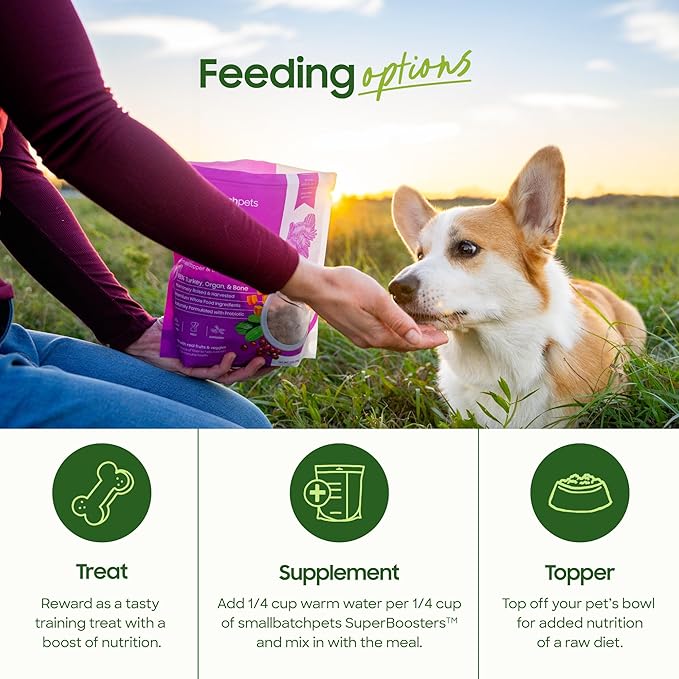 Smallbatch Freeze Dried Dog Treats, Superfood Food Topper Rabbit Bites for Dogs & Cats, Probiotics, Organic Ingredients, High Protein, Grain Free Healthy Treat & Food Topper, Made in the USA, 7 oz Bag
