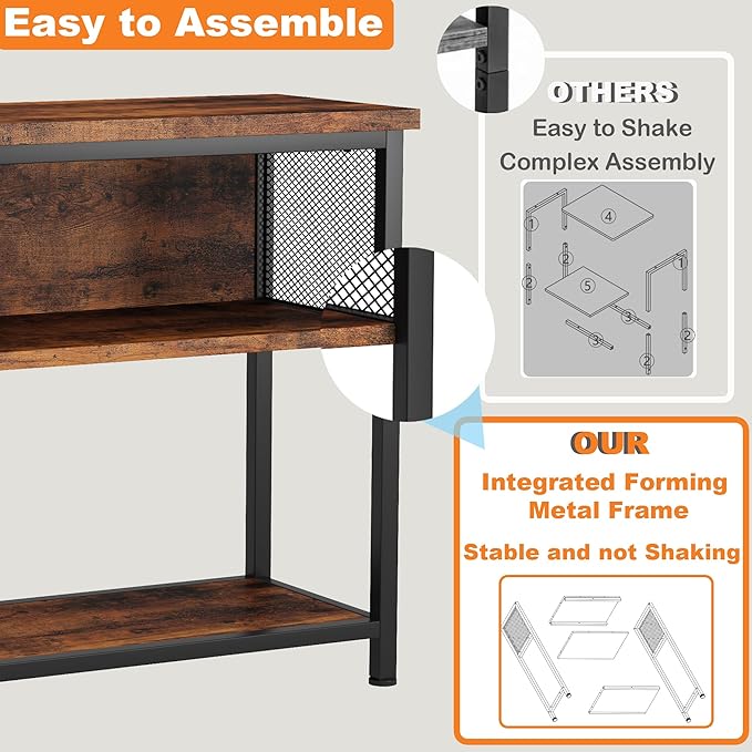 BSONE 20-29 Gallon Fish Tank Stand, Aquarium Stand Shelf, 0.71" Thickened Tabletop, 31" W x 17" D x 31" H, Rustic Brown