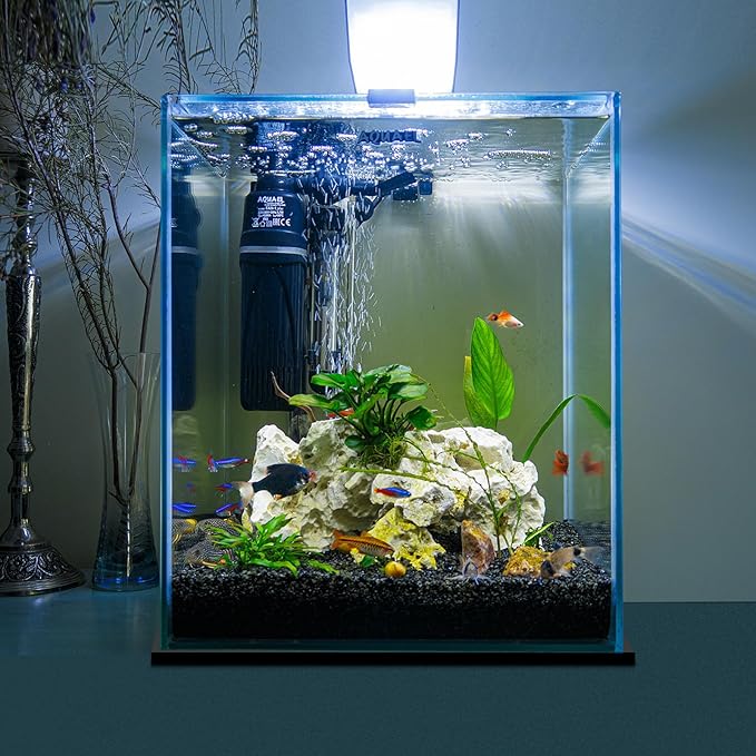 Pangda 2 Pcs Aquarium Fish Self Leveling Mat for Under Tank Foam Compressible Neoprene Mat with Adhesive Backing Waterproof Easy to Cut Stability, Black (24 x 24 Inch)