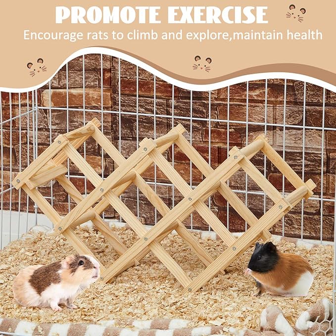Wooden Rat Climbing Toys, Pet Rat Cage Accessories Climbing Ladder, Hamster Educational Toys, Hanging Hamster Supply for Exploring Chewing Exercising