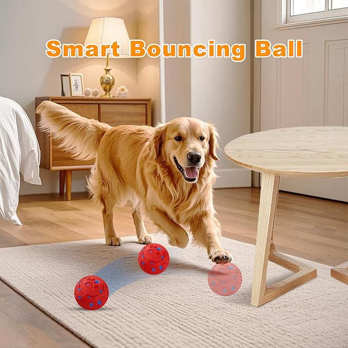 Dog Balls: Interactive Dog Ball, Self-Moving Dog Toy with Auto-Rolling & Bouncing, E-TPU Material, IP54 Waterproof, Motion-Activated, for Small/Medium/Large Dogs (Red)