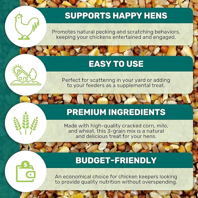 LEACH GRAIN & MILLING CO. Chicken Scratch 25 Lbs, Chicken Feed - High Protein and Fiber - Healthy Whole Grains - Supports Energy & Digestive Health, Natural Food and Supplies for Poultry