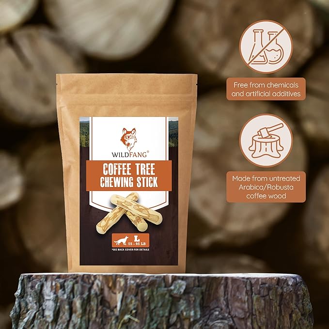 Wildfang® Coffee Wood Dog Chew, Large – Tough Chew Toys for Aggressive Chewers, Dog Teething Toys for Puppies, Training for Chewing Muscles, Coffee Tree Sticks for Large Dogs (55–99 lbs), Pack of 3