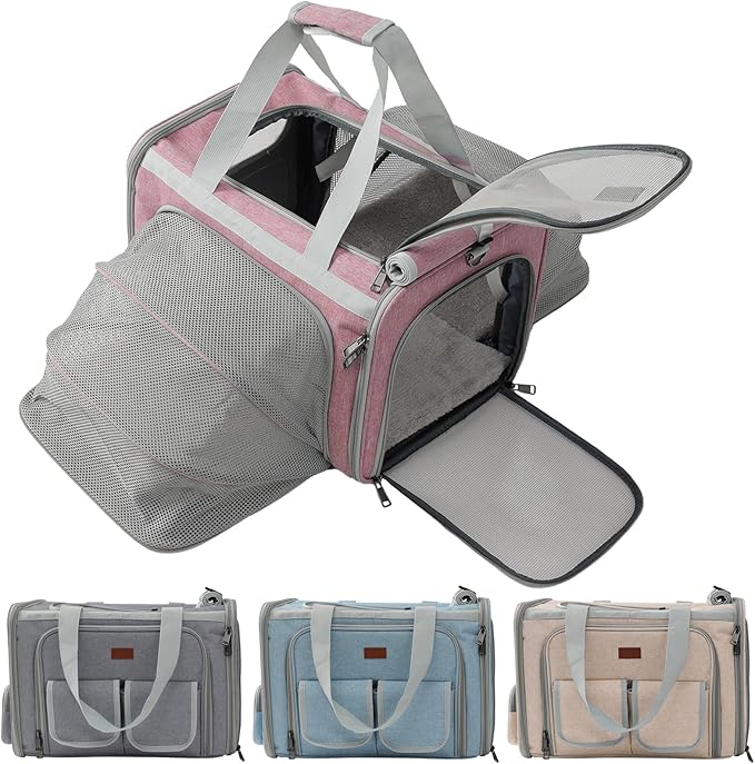Cat Carriers Soft Pink Small Dogs Carrier Airline Approved,Expandable Pet Bags Softsides Small Dogs Puppy Kitties Rabbit Bunny Carriers Bag Small Animals Travel Outdoor Carry Kennel