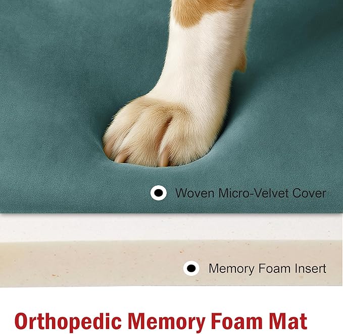 Majestic Pet Orthopedic Memory Foam Dog Crate Mat - Plush Pet Bed Pad for Crates & Kennels | USA Crafted | 24"x18" Villa Azure