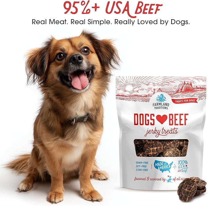 Farmland Traditions Dogs Love Beef Jerky Dog Treats with Only 3 Ingredients and No Fillers, 2.5 Pound Bag