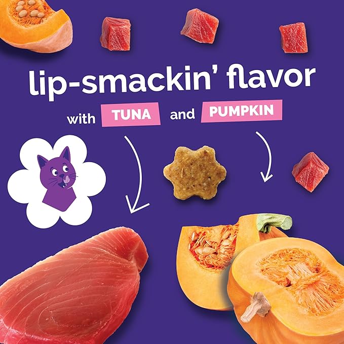 Fruitables Cat Treats, Healthy Treats For Cats, Low Calorie and Packed with Protein, Crunchy Biscuits, Free of Wheat, Corn and Soy, Made with Real Tuna and Pumpkin, 2.5oz