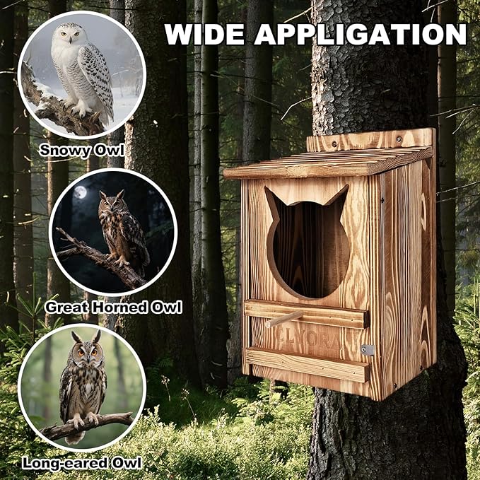 Owl House Wooden Building Kit for Adults Prebuilt Owl Box for Outside Nesting Box Large Handmade Wooden Circular Opening Bird Houses