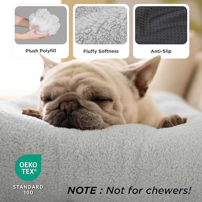 Bedsure Washable XXL Dog Bed for Crate, Giant Comfort Fluffy Plush Pet Pillow Bed Kennel Pad with Non-Slip Bottom, Machine Washable Pet Sleeping Mat for Jumbo, 47"x29", Gray