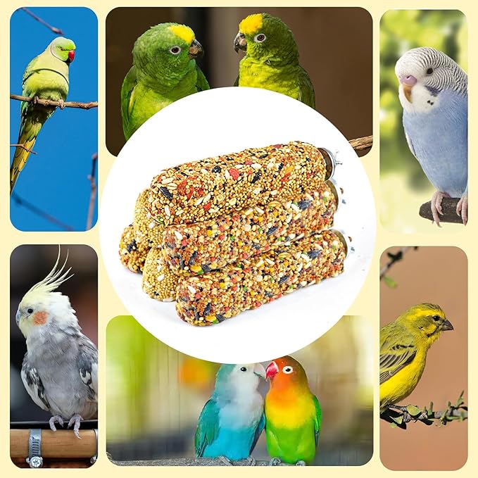 6PCS Parakeet Treat,Natural Parrots Treat Sticks,Vegetable & Grain Style Crunch Sticks,Bird Treats for Cockatiel Budgies Lovebirds Canary Conure Finches
