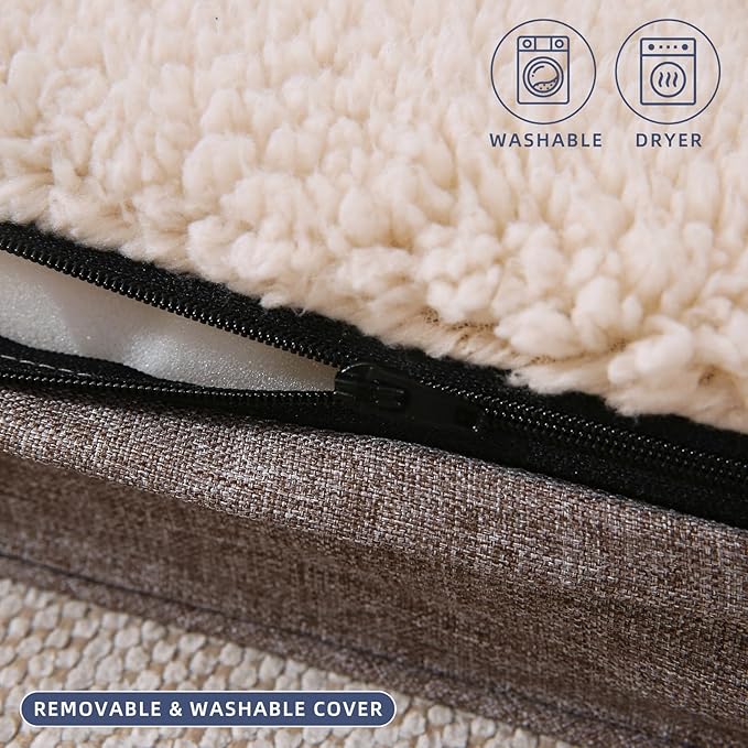 DaysU Dog Bed for Medium Dogs, Orthopedic Dog Beds with Removable Washable Cover, Medium Egg Crate Foam Pet Bed Mat, Brown, Suitable for Dogs Up to 35 Ibs, 35x22x3in
