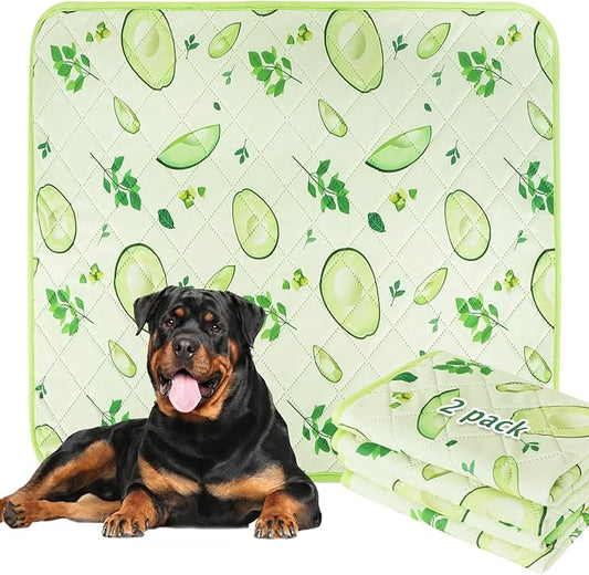 BVAGSS Washable Pee Pads for Dogs, 2 Pack Reusable Leakproof Puppy Wee Wee Pad, Non-Slip Waterproof Pet Training Pads, Super Absorbent Whelping Pads XH081 (Avocado, 36X36 Inch (Pack of 2))