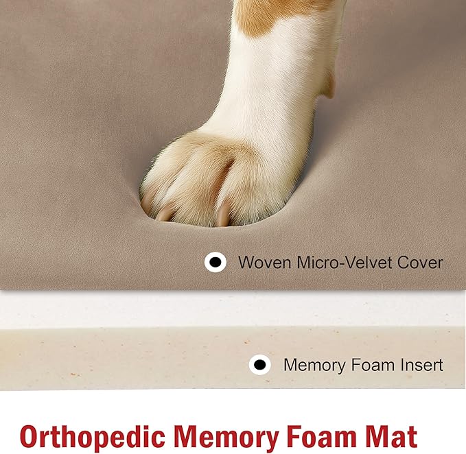Majestic Pet Orthopedic Memory Foam Dog Crate Mat - Plush Pet Bed Pad for Crates & Kennels | USA Crafted | 30"x21" Villa Pearl