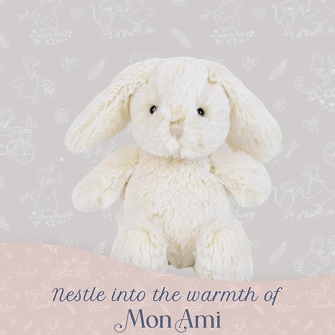 MON AMI Minnie The Bunny Plushie – 7.5” Soft and Cuddly Stuffed Animal Toy for Kids, Cute Easter or Birthday Gift, Huggable Bunny Plush for Children