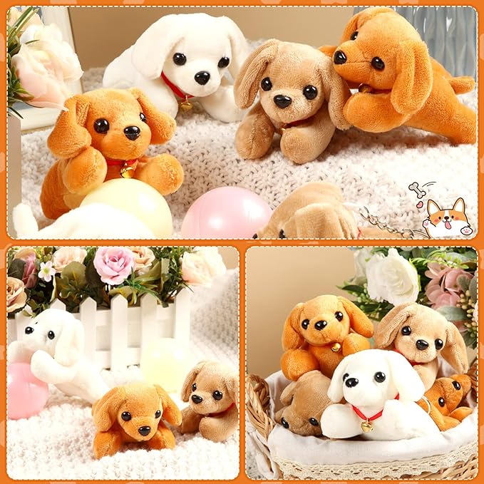 Sosation 20 Pcs Mini Plush Stuffed Puppy Bulk Gift Puppy Party Favor Toy Soft Plush Dog for Kids Christmas Bag Fillers Baby Show Birthday Carnival Prize Party
