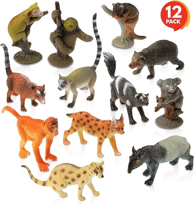 ArtCreativity Rainforest Figurines Toys Set - 12 Pack - Mini Plastic Jungle Rain Forest Figures for Kids and Toddlers - Birthday Party Favors, Giveaways, Goody Bag Fillers, for Boys and Girls
