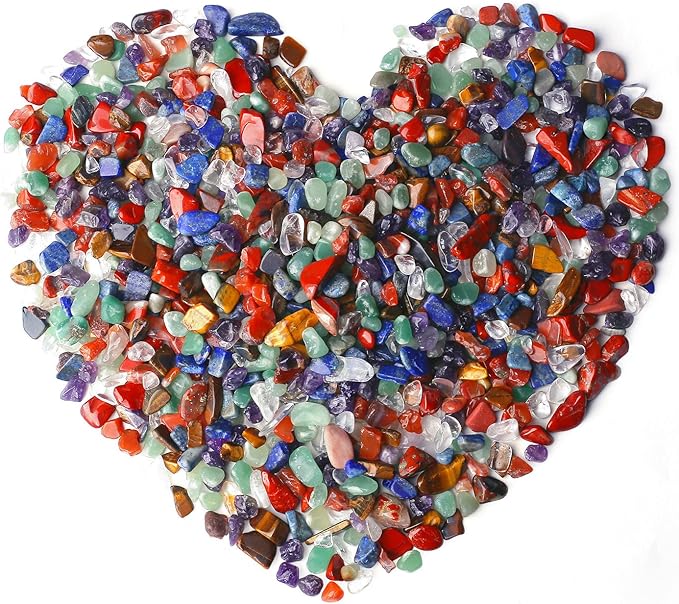 7 Chakra Mixed Crystal Polished Aquarium Gravel Stones Tumbled Stone Rocks Colorful Crushed Reiki Healing Crystals Quartz Home Betta Fish Tank Succulent Vase Filler Landscape Bottom Ornament 0.6lbs