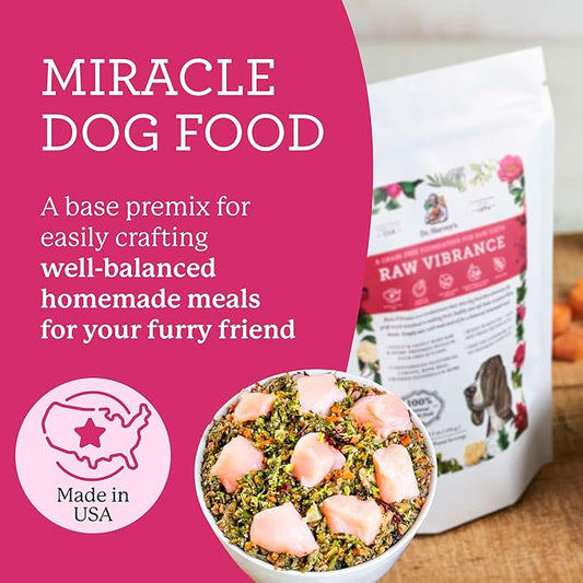 Dr. Harvey's Raw Vibrance Dog Food, Human Grade Dehydrated Base Mix for Dogs, Grain Free Raw Diet (3 Pounds)