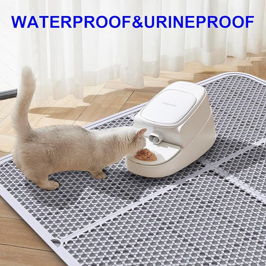 Large Cat Litter Mat, Large Kitty Litter Box Mat Waterproof Urine Proof Trapping, Easy Clean, Silicone Cat Supplies & Accessories for Indoor Pets (Grey, 32.67x24.8x0.47 in)
