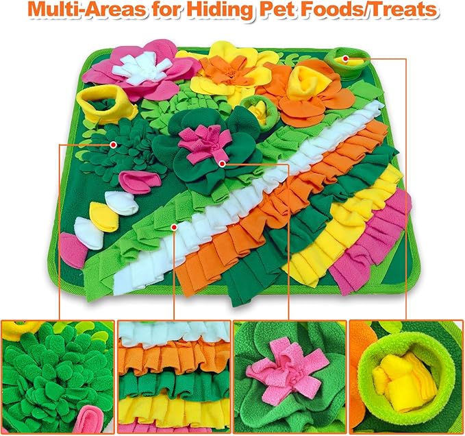 Adpartner Rabbit Foraging Mat, 20"x20" Pet Snuffle Mat Interactive Snuffle Feeding Toy for Rabbits Guinea Pigs Chinchillas, Washable Pet Feed Game Bunny Toys to Stimulate Natural Foraging Skills