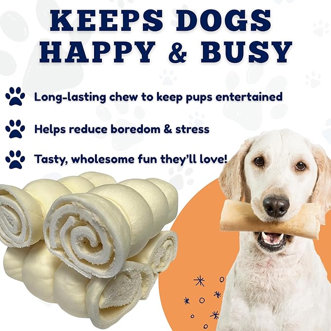 Amazing Dog Treats - Beef Cheek Rolls (4 Inch Regular - 8 Pcs) - Safe Rawhide Alternative Dog Chew - Great for Power Chewers - Long Lasting Dog Chew - Retriever Rolls for Dogs