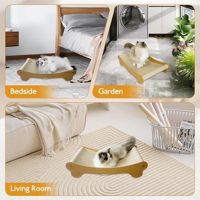 Cat Scratcher,Cat Scratchers for Indoor Cats Scratch Pad with Natural Sisal，Wooden Cat Furniture Cat Scratching Board（27.5"X16.3"X6.3"）