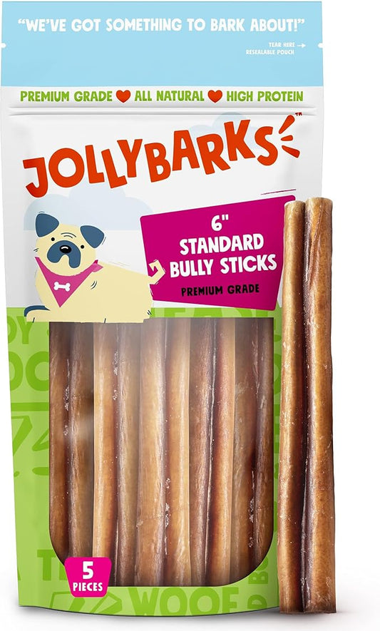 Bully Sticks for Small Dogs | All Natural, Single Ingredient Bully Sticks for Puppies to Medium Dogs (6" Stnd - 5pk)
