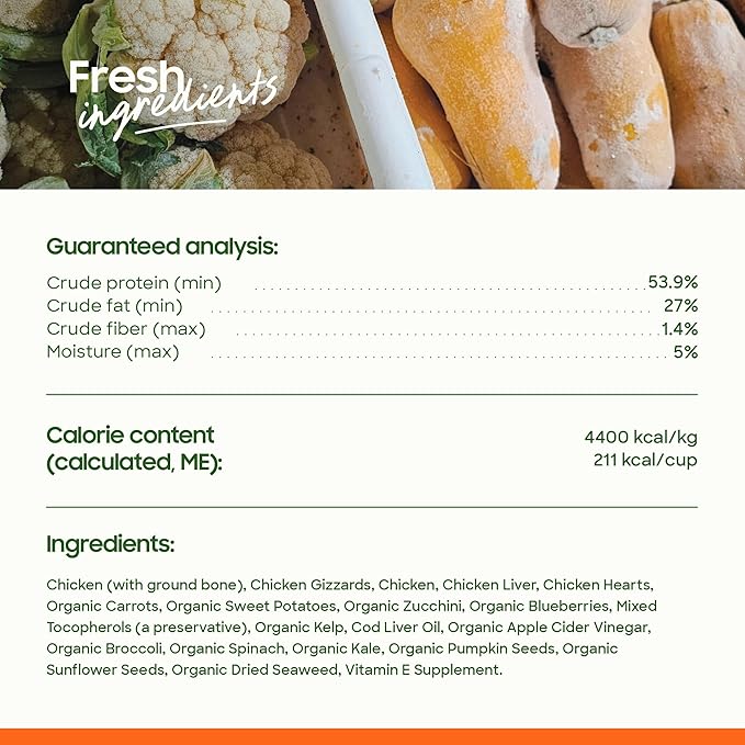 smallbatch Freeze-Dried Chicken Dog Food – Grain Free, Organic Produce – Raw Dehydrated Beef Bites, High Protein Complete Meal or Topper – Humanely Raised, Made in USA, 20oz