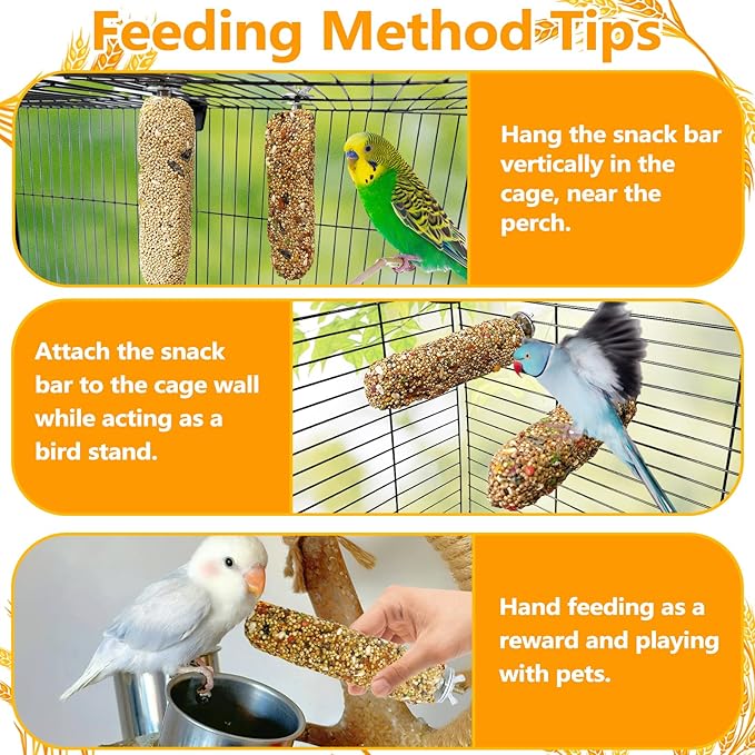 6PCS Parakeet Treat,Natural Parrots Treat Sticks,Vegetable & Grain Style Crunch Sticks,Bird Treats for Cockatiel Budgies Lovebirds Canary Conure Finches