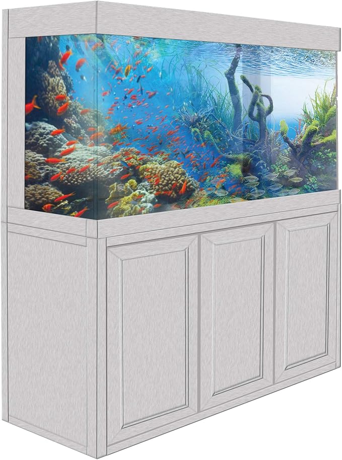 135 Gallon Aquarium Fish Tank with Upright Fishtank Stand Water Pump Freshwater Filter LED Bundle and Straight Corners Clear Glass - All White